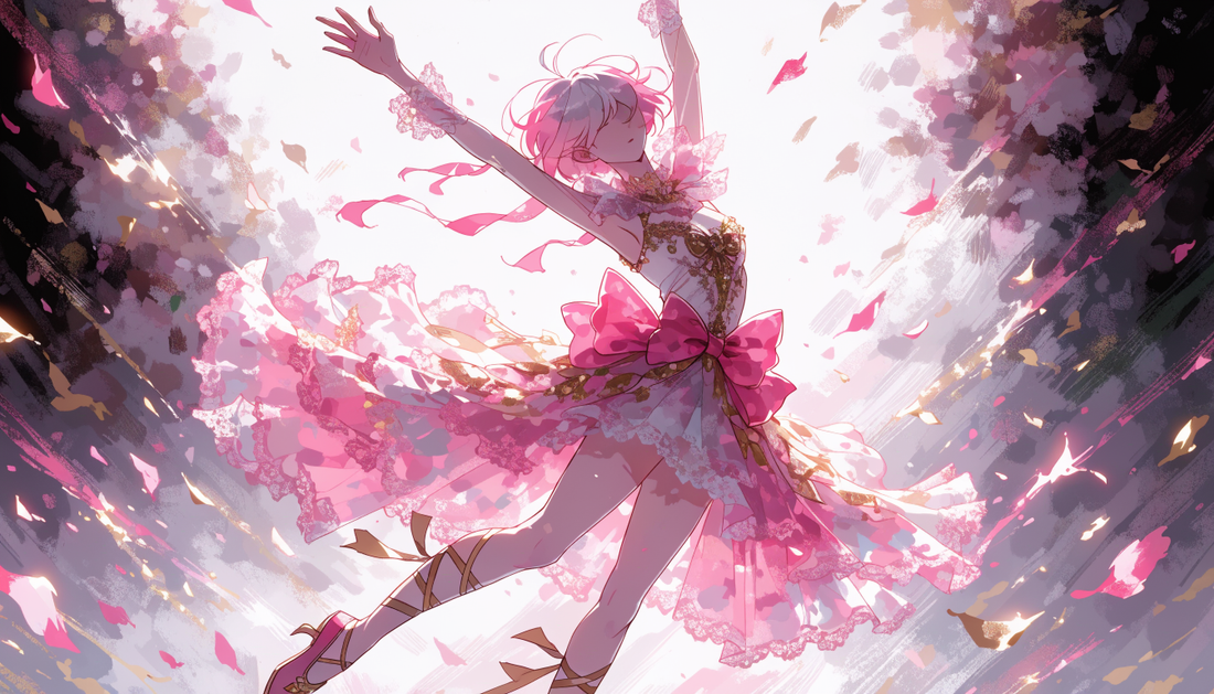 Silhouette en pose de ballet flamboyante évoquant Bon Clay de One Piece